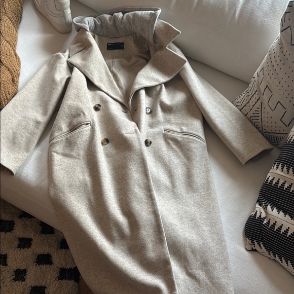 ASOS Design US size 2 women’s peacoat w gray sweatshirt built in hood - Picture 1 of 5